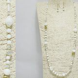 94844, HANDMADE RESIN STONE WITH BEADED LONG NECKLACE
