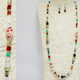 94844, HANDMADE RESIN STONE WITH BEADED LONG NECKLACE