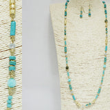 94845, HANDMADE RESIN STONE WITH BEADED LONG NECKLACE