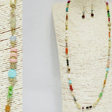 94845, HANDMADE RESIN STONE WITH BEADED LONG NECKLACE