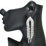 94852, PAVE RHINESTONE DROP EARRING, WEDDING, BRIDAL, PROM