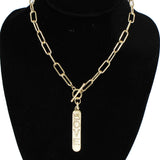 94853, "LOVE" TEXTURED BAR CHARM TOGGLE PENDANT NECKLACE, VALENTINE'S DAY