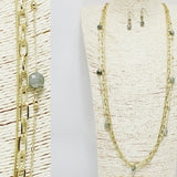 94858, SEMI PRECIOUS STONE ACCENT LAYERED LONG NECKLACE