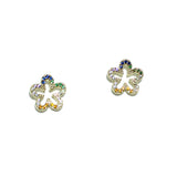 94864, MULTI PAVE CUTOUT FLOWER STUD EARRING