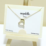 94876, 14K GOLD DIPPED, HEART CUBIC ZIRCONIA ACCENT CHARM NECKLACE, VALENTINE'S DAY