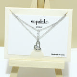 94883, 14K GOLD DIPPED, DAINTY HEART CHARM DOUBLE LAYERED NECKLACE, VALENTINE'S DAY