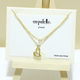 94883, 14K GOLD DIPPED, DAINTY HEART CHARM DOUBLE LAYERED NECKLACE, VALENTINE'S DAY