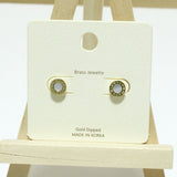 Gold Dipped, Roman Numeric Accent Round Stud Earring