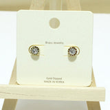 Gold Dipped, Roman Numeric Accent Round Stud Earring - view 2