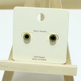Gold Dipped, Roman Numeric Accent Round Stud Earring - view 3