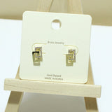 Gold Dipped, Geometric Pave Rectangle Stud Earring