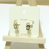 Gold Dipped, Geometric Pave Rectangle Huggies Earring