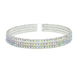 94902, PAVE 3 ROW RHINESTONE CUFF BRACELET, WEDDING, BRIDAL, PROM