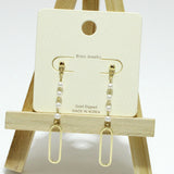 Gold Dipped, Dainty Pearl with Geometric Earring