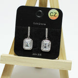 94916, RECTANGLE CUBIC ZIRCONIA ACCENT EARRING