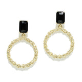 Rectangle Rhinestone Accent Textured Round Earring - view 4
