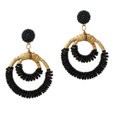 94923, ROUND SEED BEAD WITH RATTAN EARRING