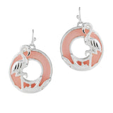 Tropical Flamingo Accent Round Dangle Earring - view 2