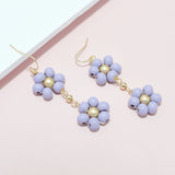 94934, FLOWER WOOD BEAD DROP DANGLE EARRING