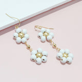 94934, FLOWER WOOD BEAD DROP DANGLE EARRING