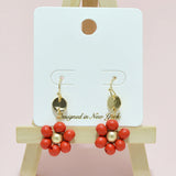 94939, FLOWER WOOD BEAD DANGLE EARRING