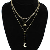 94942, STARBURST & CRESCENT MOON CHARM MULTI LAYERED NECKLACE