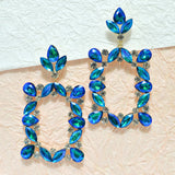 94960, RECTANGLE MULTI RHINESTONE EVENING EARRING, WEDDING, BRIDAL, PROM