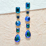 94961, GEOMETRIC RHINESTONE EVENING DROP DANGLE EARRING, WEDDING, BRIDAL, PROM