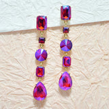 94961, GEOMETRIC RHINESTONE EVENING DROP DANGLE EARRING, WEDDING, BRIDAL, PROM