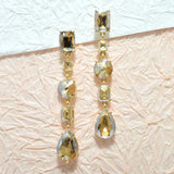 94961, GEOMETRIC RHINESTONE EVENING DROP DANGLE EARRING, WEDDING, BRIDAL, PROM