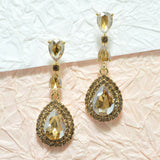 94962, TEARDROP RHINESTONE EVENING DANGLE EARRING