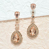 94962, TEARDROP RHINESTONE EVENING DANGLE EARRING