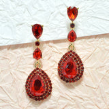 94962, TEARDROP RHINESTONE EVENING DANGLE EARRING