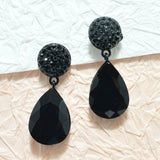 94964, TEARDROP ACCENT RHINESTONE EVENING EARRING, WEDDING, BRIDAL, PROM