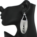 94966, PAVE RHINESTONE EVENING EARRING, WEDDING, BRIDAL, PROM