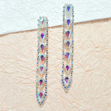 94967, TEARDROP PAVE RHINESTONE EVENING DROP EARRING, WEDDING, BRIDAL, PROM