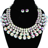 94978, ROUND RHINESTONE ACCENT EVENING NECKLACE SET, WEDDING, BRIDAL, PROM