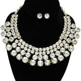 94978, ROUND RHINESTONE ACCENT EVENING NECKLACE SET, WEDDING, BRIDAL, PROM