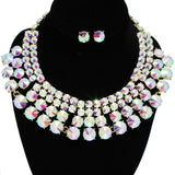 94978, ROUND RHINESTONE ACCENT EVENING NECKLACE SET, WEDDING, BRIDAL, PROM