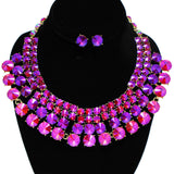 94978, ROUND RHINESTONE ACCENT EVENING NECKLACE SET, WEDDING, BRIDAL, PROM