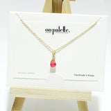 95007, 14K GOLD DIPPED, DAINTY TEARDROP RHINESTONE CHARM NECKLACE