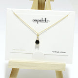 95007, 14K GOLD DIPPED, DAINTY TEARDROP RHINESTONE CHARM NECKLACE