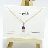 95007, 14K GOLD DIPPED, DAINTY TEARDROP RHINESTONE CHARM NECKLACE