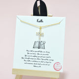 95048, GOLD DIPPED, "FAITH" CROSS CZ CHARM NECKLACE, RELIGIOUS