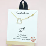 95049, GOLD DIPPED, "CUPID'S ARROW" HEART CZ NECKLACE, VALENTINE'S DAY