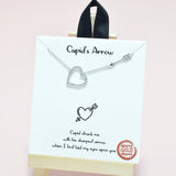 95049, GOLD DIPPED, "CUPID'S ARROW" HEART CZ NECKLACE, VALENTINE'S DAY