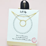 95050, GOLD DIPPED, "LIFT UP" ROUND DOUBLE LAYERED NECKLACE