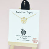 95051, GOLD DIPPED, "TEACH LOVE INSPIRE" APPLE NECKLACE