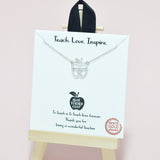 95051, GOLD DIPPED, "TEACH LOVE INSPIRE" APPLE NECKLACE