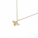 95052, GOLD DIPPED, "MAKE A DIFFERENCE" DAINTY BEE CZ CHARM NECKLACE